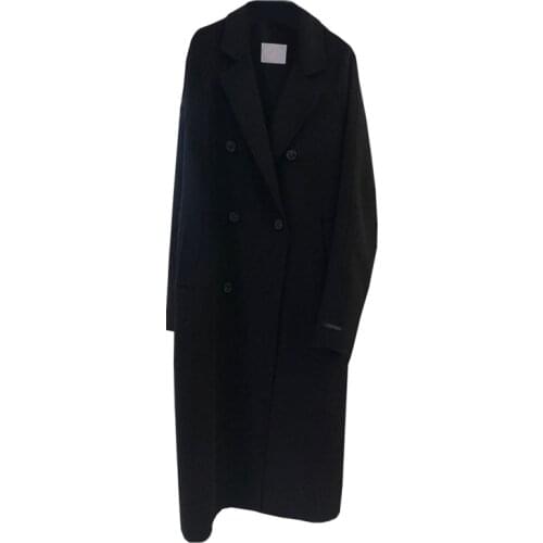 WSYORE Autumn and Winter Women Loose Slim Double-breasted Long Woolen Coat Female Elegant Wild Wool Jacket NS2782