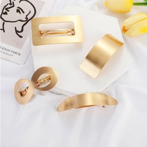 1PC Metal Gold Snap Hair Clips Women Hairpin Korean Hairclips Hair Barrette Ponytail Holder Girls Hair Accessories Hairgrips
