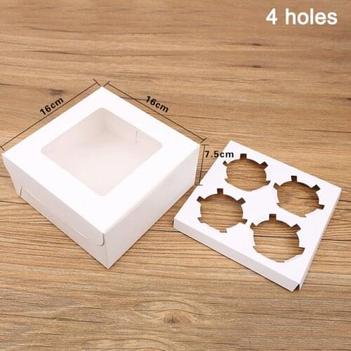 10PCS 2/4/6 Holes Kraft Paper Cupcake Packing Box Muffin Wedding Party Case Holder Box B1