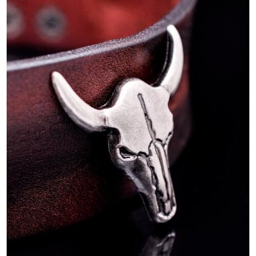 10pcs Antique Silver Western Cowboy Texas Bull Buffalo Longhorn Head Skull Leathercraft Saddle Conchos Western Decor Screwback