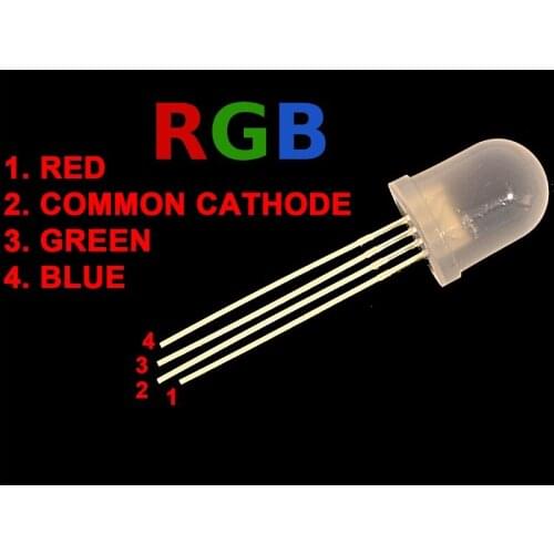 10 pcs ) LED RGB 5mm DIFFUSED - COMMON CATHODE 4-PINS Super Bright Bulb Lamp L7