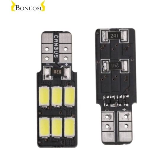 10pcs W5W T10 AC Canbus 6smd 5630 Led Chip Car Instrument Light Single Side Clearence Parking Lamp Bulb Lights White 12v