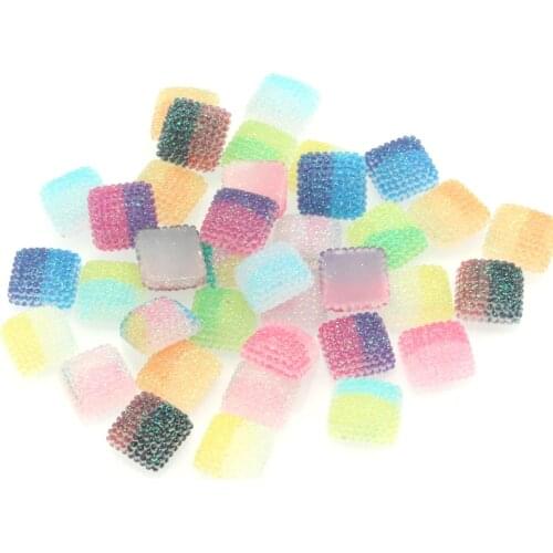 100Pcs 10x10mm Resin Square Cabochon Flatback Decoration Crafts Embellishments For Scrapbooking DIY Accessories