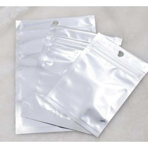 30pcs pouches Reclosable Plastic Bag Zip Lock Poly bags Jewelry Packaging 7.5cmx11cm zip silver and gold fabric bag