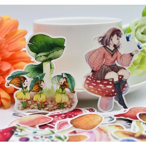 33pcs Kawaii Girl Colorful Mushroom swamm sticker Notebook decoration adhesive/plant Diary stationery journal adesivos
