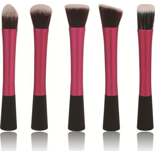 5PCS Unique Shpaed Synthetic Hair Soft Foundation Brush Tool Kit Rose CLSK