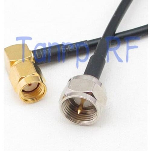 6in F male plug to RP-SMA male right anlge RF connector adapter 15CM Pigtail coaxial jumper cable RG174 extension cord