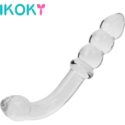 IKOKY Anal Dildo Bead Glass Crystal Butt Plug Vagina Stimulation Anal Plug Sex Toys for Women Sex Products Female Masturbation