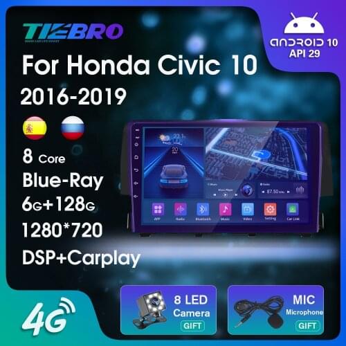 IPS Android10.0 Car Radio For Honda Civic 10 2016-2018 GPS Navigation DSP Auto Radio Car Multimedia Video Player NO 2DIN DVD IGO