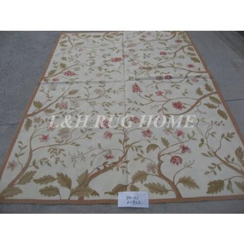 Free Shipping 6'X9' French Aubusson Rug, 100% hand woven New Zealand woolen rug--Light Purple field