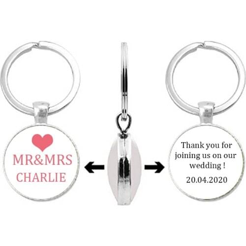 Personalized Print Logo Photo Alloy Glass Keychain Birthday Party Wedding Gift To Guests Wedding Souvenirs