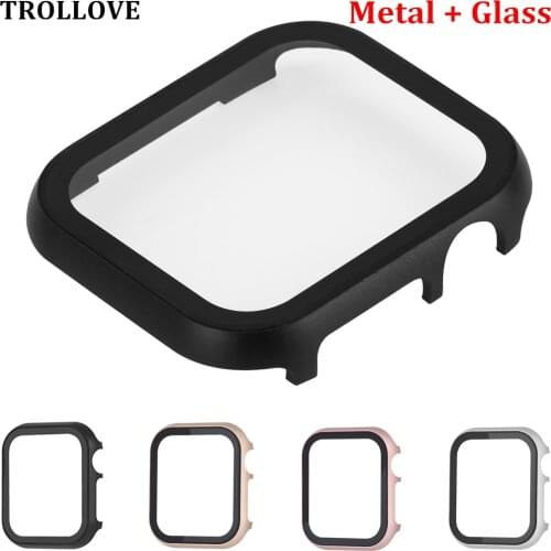 Case for Apple Watch 4 5 40MM 44MM Metal+Tempered Glass Full Protective Cover for iWatch 3 2 1 38MM 42MM Screen Protector Shell