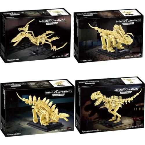 Jurassic Dinosaur World Park Series T-rex Triceratops Skeleton Building Blocks Indominus Rex Dino Fossil Bricks Toys Kids Gifts