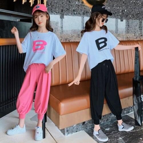 Kids Teen Girls Clothing Set 2021 Spring Summer T Shirt+Harem Pants Suit Girls Tracksuit Children Sport Outfits 8 10 12 13Years