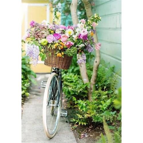 Dpsprue Full Square/Round Drill 5D DIY Diamond Painting "Bike Flower"3D Diamond Embroidery Cross Stitch Home Decor