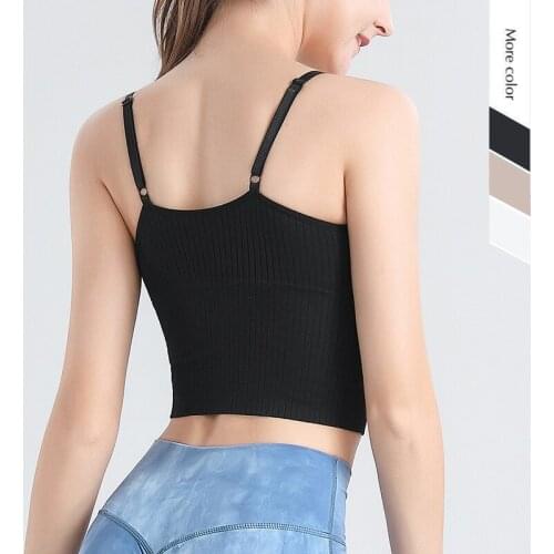Fitness-Training Women Slim Shoulder Strap Seamless Gathered Shock Absorbing Yoga Back Bra Vest Nylon Sports Underwear HY1106