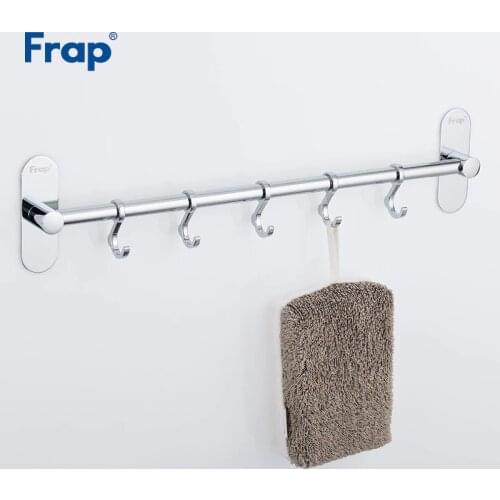 Frap High Quality Siver Chrome-plated Clothes Hooks Fixed Bathroom Towel Hanger hooks Bathroom hardware accessories F3816-5