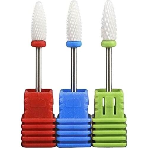 1pc Nail Drill BIt Corn-Shape XF/F/M/C/XC Ceramic 3/32" Drill Grit Bit Milling Cutter Removing Nail UV Gel Polish Drill Bit 1pcs