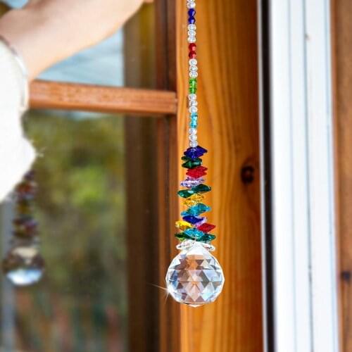 H&D 40mm Clear Crystal Ball Prism Sun Cather Rainbow Octagon Beads Ornaments Hanging Suncatcher For Home,Window,Garden Decor