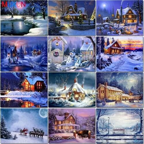 Diamond Embroidery Christmas Scenery Diy Full Square Drill Diamond Mosaic Snow Diamond Painting Winter Home Decoration Art Rp506