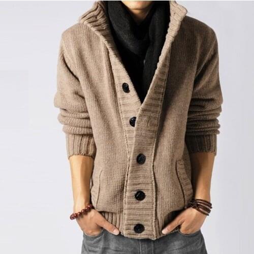 Autumn And Winter New Style Mens Sweater Korean-Style Jumpers Male Stand Collar Cardigan Autumn Coat Mens Thick yi infloo