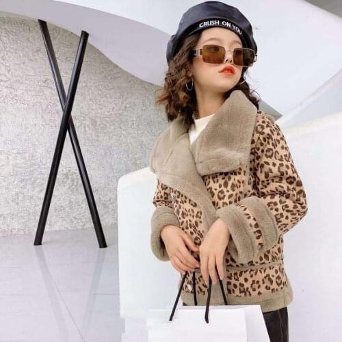 2021 Autumn Winter New Girls Baby Leopard Print Coat Kid Girl Plus Velvet Thick Warm Coats Jackets Children Outfits Clothes D137