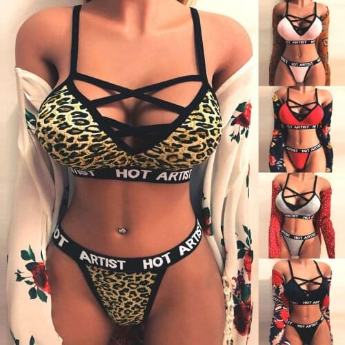 2pcs Sexy Bra Set Leopard Print Sexy Lingerie Womens Underwear Set Seamless Push Up Bra Brief Sets Erotic Lingerie Set