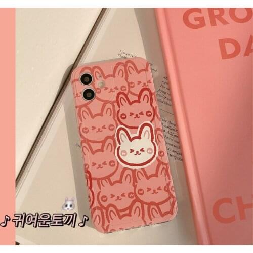 Kawaii cartoon sweet rabbit Korean gilrs Phone Case For iPhone 12 11 Pro Max Xr Xs Max 7 8 Plus x 12 mini case Cute soft cover