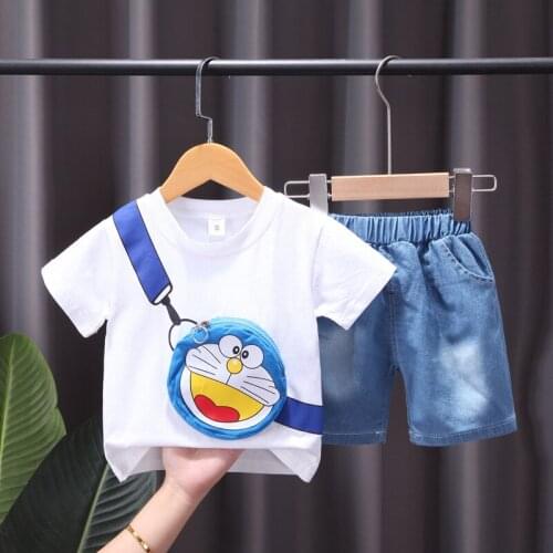Fashion Summer Kids Boy Girl Clothing Casual Baby Tracksuit Short sleeve T-shirt+jeans Sets Infant Clothes Newborn Baby Suit