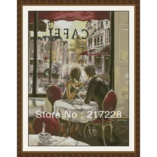 14CT Cross Stitch Kit Coffe Shop Afternoon Tea FREE shipping CS-026WM-A