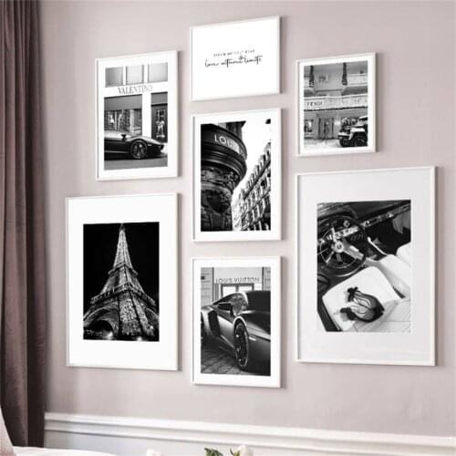 Wall Art Canvas Painting Paris Towel Brand Supercar Black White Nordic Posters And Prints Wall Pictures For Living Room Decor