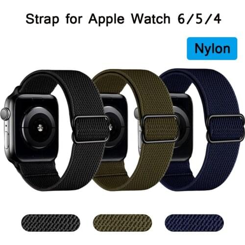 Nylon Strap for Apple watch Band 6 5 4 44mm 40mm 38mm 42mm Adjustable Elastic Nylon Loop Bracelet for iWatch Series 3 4 5 6 SE