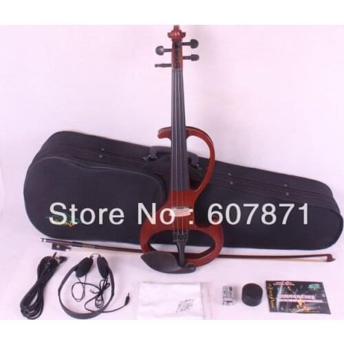 New 4/4 Electric Violin Silent Pickup dark orange Color tone #6-6 4 strings