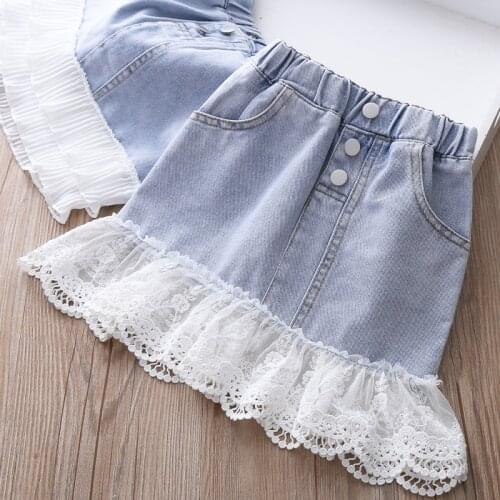 New Summer Lovely girls jeans tutu skirt pettiskirt Kids denim skirts Princess dance wear Party clothes Supermarket high quality