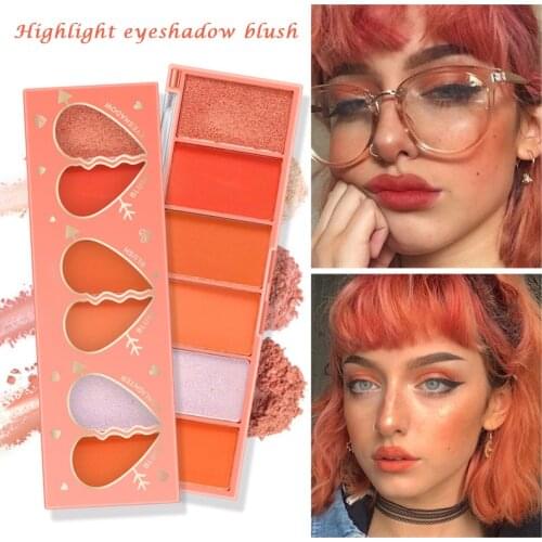 6 Color Multifunctional Orange Series Eyeshadow Matte Blush Pearl Eye Shadow Pigment Eye Makeup Palette SANA889