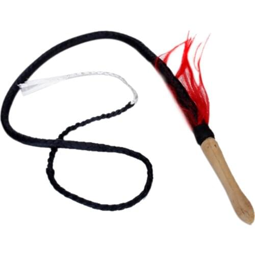 Strong Braided Leather Bullwhip Stockwhip With Wood Handle 6ft for