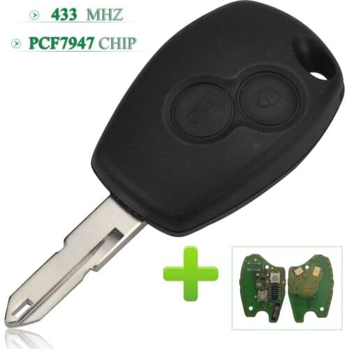 Bilchave 10pcs For Renault Vivaro Movano Traffic Master FOB 2 Buttons 433Mhz ASK PCF7947 Chip Smart Remote Car Key Replacement