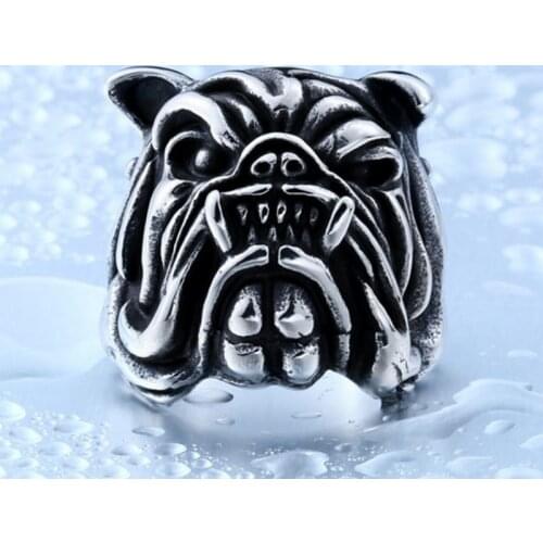 Size 7-15 Punk Styling The Newest 316 Stainless Steel American Bulldog Cheap Animal Dog Championship Ring Br1087