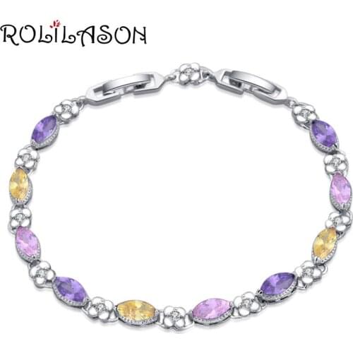 ROLILASON summer vibe color crystal zircon bracelet beautiful fashion jewelry women exclusive TB1165