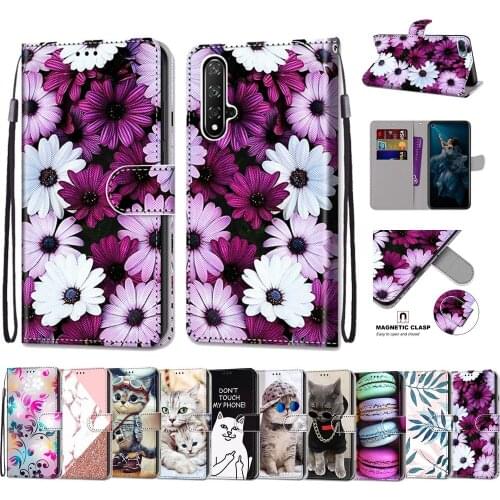Luxury Fashion Flip Phone Case sFor Huawei Honor 20 10 Lite 9X 9A 9 Lite 8A 8X 8S 7A Colorful Flowers Cute Animals Leather Cover