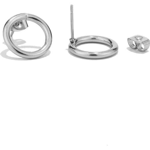 Silver tone Circle Stud Earrings 10MM Small Round Hoop Post Stud for Women Minimalist Jewelry Unisex