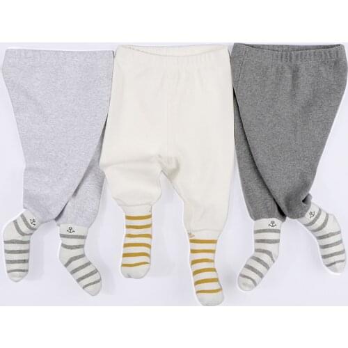 Baby footed pants newborn baby girl boy leggings long trousers 0-6-12months kid lycry cotton sleepwear trousers pyjamas pants