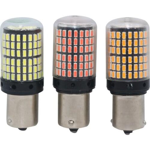 1 Pcs Car Taillights Steering Brake Turn Signal Three-color 12V 1156 BA15S LED 144 Smd Brake Turn Signal