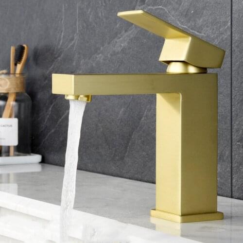 New arrival Bathroom Single Lever Sink Faucet Crane Brass Brush Gold Sink Faucet Hot and Cold Water Tap