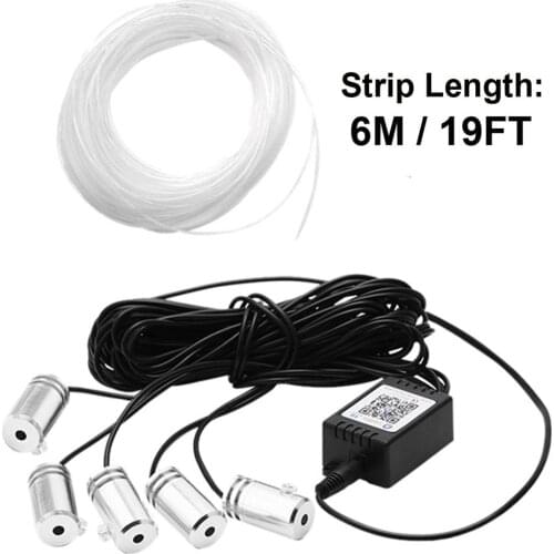 RGB LED Strips Ambient Light APP Bluetooth Control for Car Interior Atmosphere Light Lamp 8 colors DIY Music 6M Fiber Optic Band