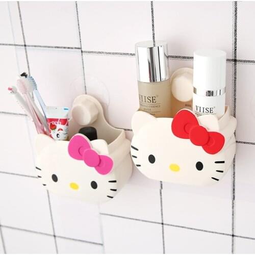 Creative cartoon KT cat multifunctional toothbrush holder cute KT bathroom shelf storage box LY-089