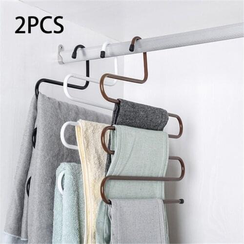 3D Space Saving Hanger Magic Clothes Hanger Multi-Layer Magic Non-Slip S-Type Pants Clip Hanger Multi-Function Wardrobe Storage