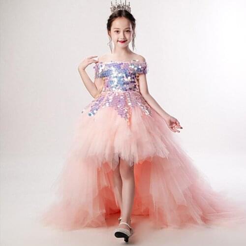 High Quality Flower Girl Dresses With Rose Tulle Princess Dresses Organza Elegant Gown Evening Dress For Kids Girl