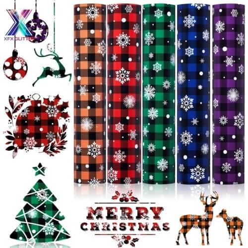 XFX HTV 25X100cm Snowflake Grid Vinyl Transfer Vinyl Iron on For Clothes HTV Shirt Decor Film Easy To Cut Stickers for Xmas DIY