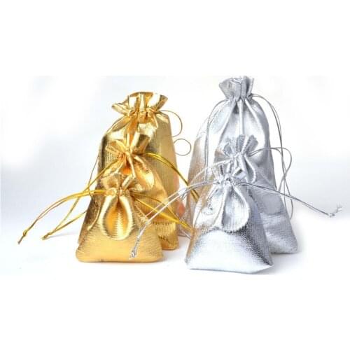 Hot Sale 7x9cm/9x12cm 100 pcs/bag Gold/Silver Jewelry Packaging Drawable Organza Bags,Gift Bags & Pouches,Jewelry Packing Bags